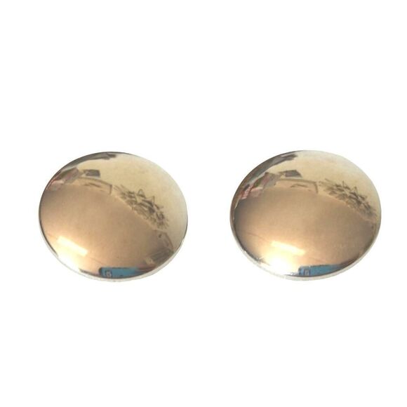 Vintage Retro Chrome Finished Round Button Stud Earrings Posts - Picture 1 of 3
